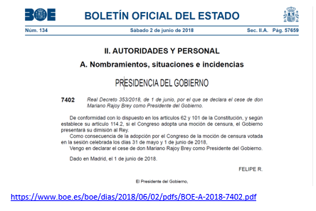 Cese de Presidente de Gobierno